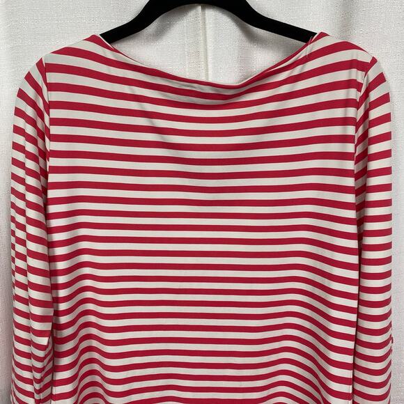 J.McLaughlin Catalina Cloth Red&White Stripe 3/4 Sleeve Wavesong Top Sz.M - Picture 7 of 13